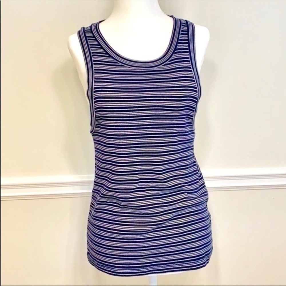 MADEWELL Cotton Striped Blue Tank Top M